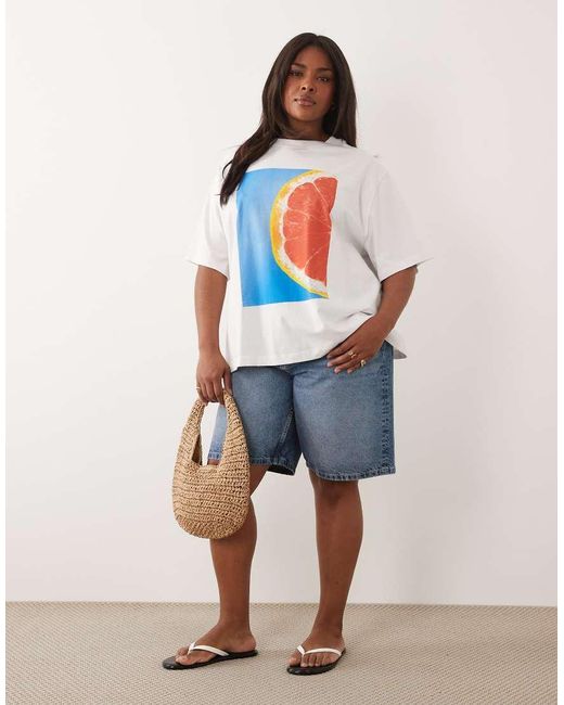 ASOS Blue Asos Design Curve Oversized T-shirt With Grapefruit Graphic