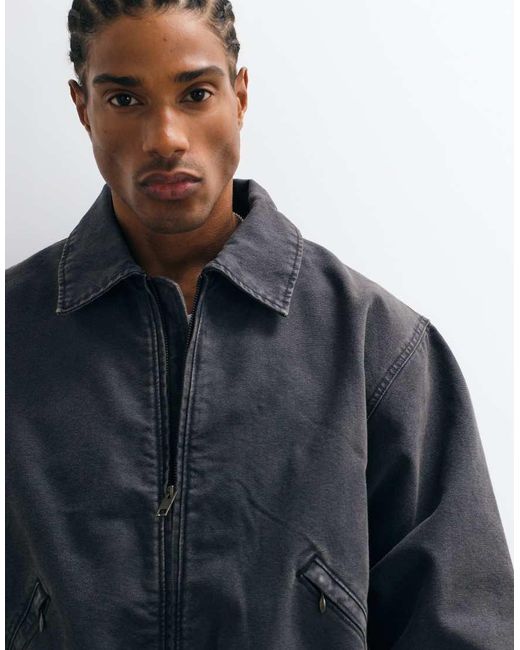 Weekday Blue Canvas Bomber Jacket for men
