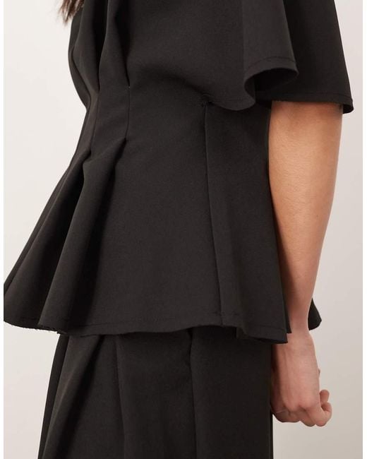 ARRANGE Black Pleat Waist Short Sleeve Top Co-ord