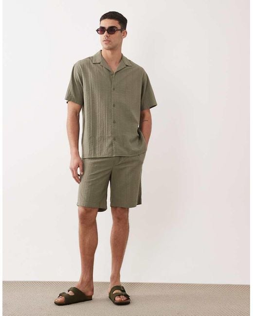 Jack & Jones Green Co-ord Textured Shorts for men
