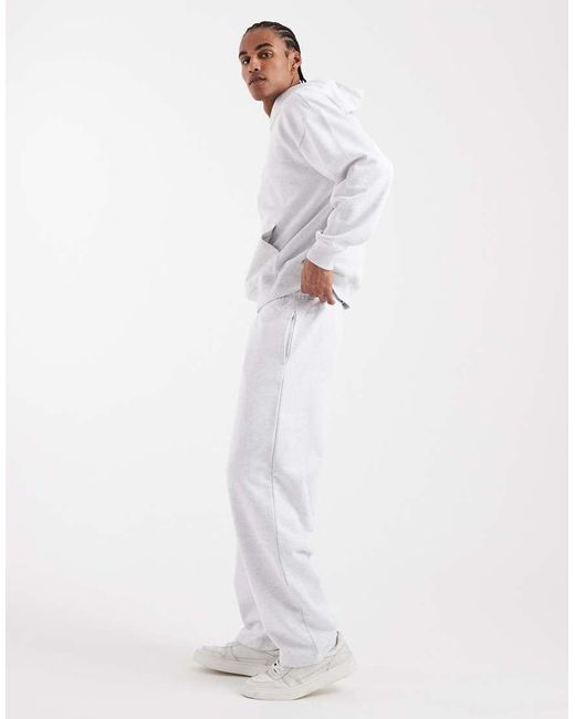 Only & Sons White Premium 400gsm Heavyweight Loose Fit Trackies for men