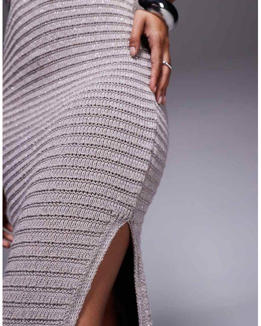 River Island Purple Crochet Midi Dress