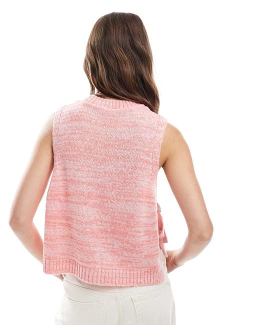 ASOS Pink Tie Side Fluffy Knitted Tank Top