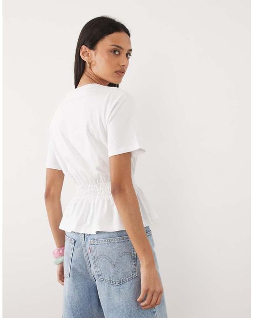 Threadbare Blue Jersey Short Sleeve Peplum Top
