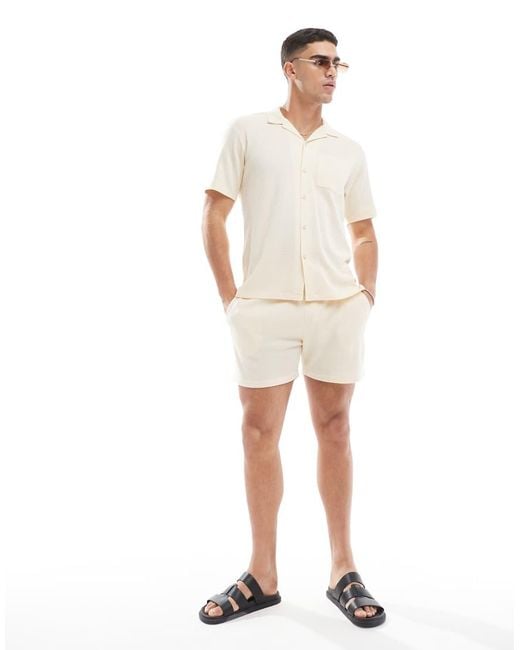Camicia A Maniche Corte Tonalità Neutra di Aray in White da Uomo