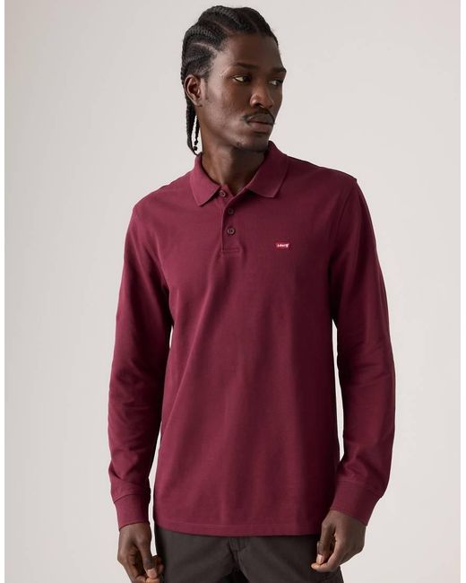Levi's Red Long-Sleeve Housemark Polo Shirt for men