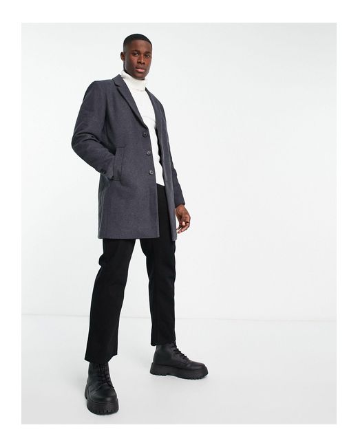 Jack & Jones Premium Wool Overcoat in White for Men | Lyst
