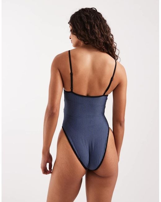 Nike Blue Nike Square Neck Swimsuit