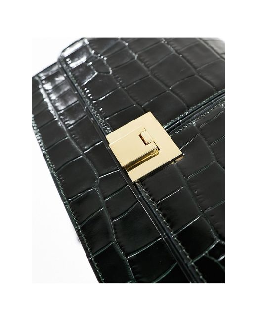 & Other Stories Black Croc Effect Leather Cross Body Bag