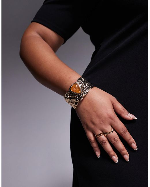 ASOS Black Asos Design Curve Limited Edition Cuff Bracelet With Abstract Textured Molten