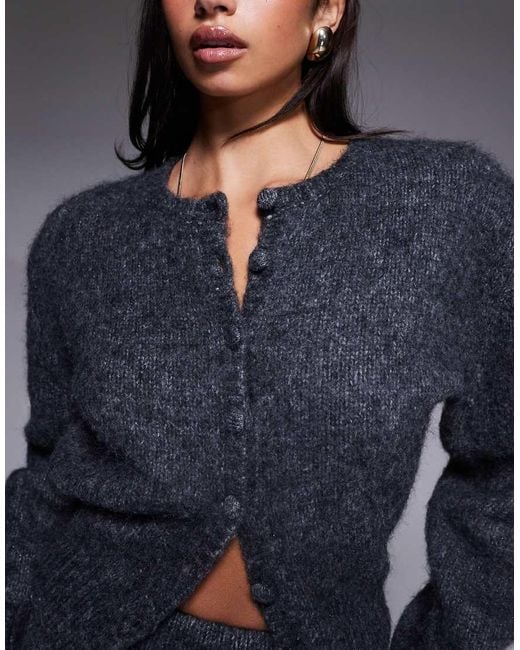 Wanderdoll Blue Misty Contains Wool Sparkly Button Through Cardigan Co-ord