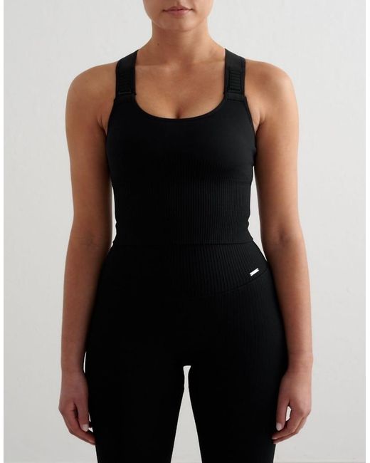 Aim'n Black Ribbed Seamless High Support Bralette