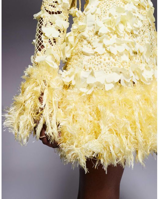 ASOS Yellow – minikleid mit lochmuster