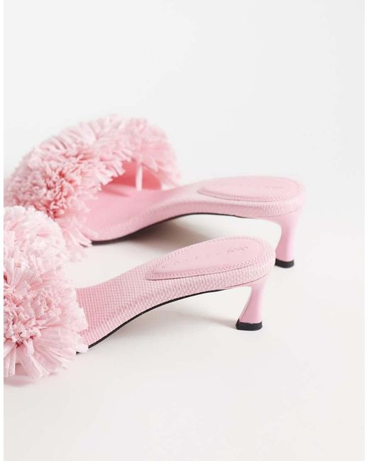 ASOS Pink Holden Raffia Mid Heeled Sandals