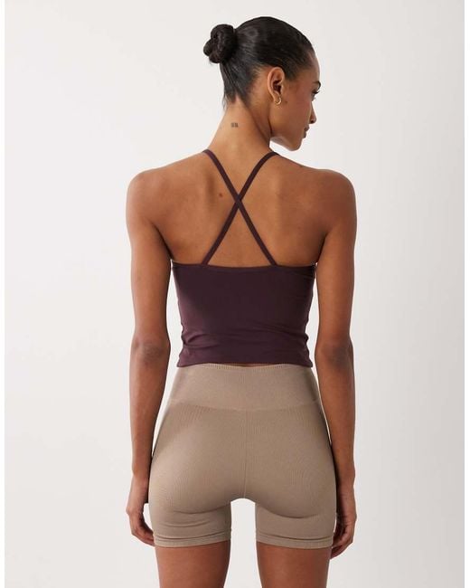 Cotton On Brown Active 2 Pack Ultra Soft Tri Crossback Cami