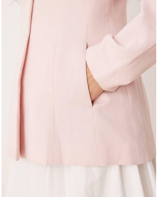 Blazer Senza Colletto Stretto di ASOS in Pink