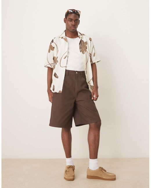 ASOS White Long Length Canvas Shorts for men