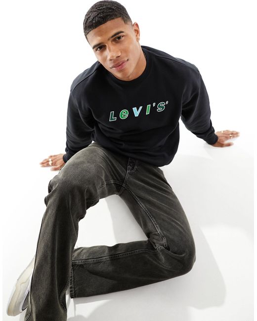 Levi's Black Sweatshirt With Green Logo for men