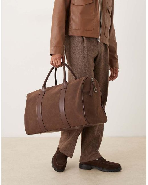 ASOS Brown Faux Suede Holdall Bag for men