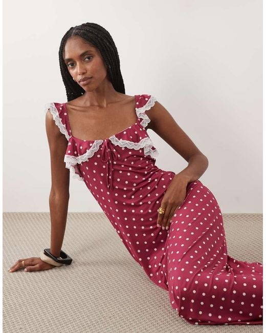 Miss Selfridge Red Flutter Strap Cami Maxi Dress