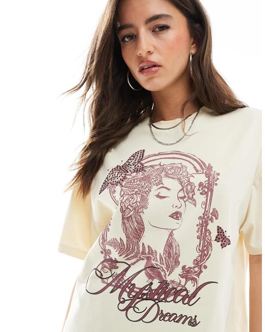 Miss Selfridge White Mystical Dreams Oversized Graphic Tee
