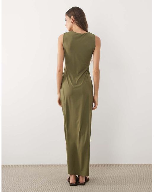 ASOS Green Scoop Neck With Bead Detail Midi Dress