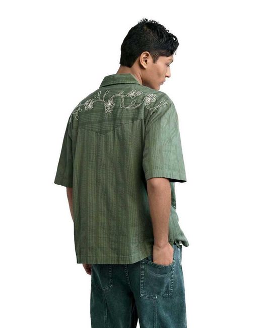 Desigual Green Embroidered Shirt for men