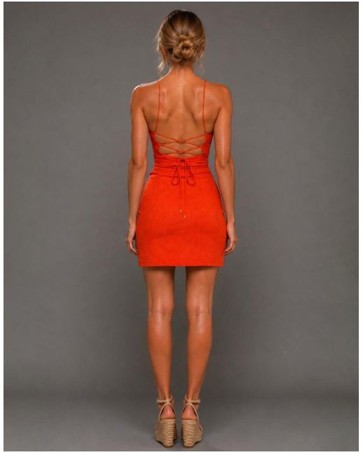 Vesper Red Lace Up Back Mini Dress