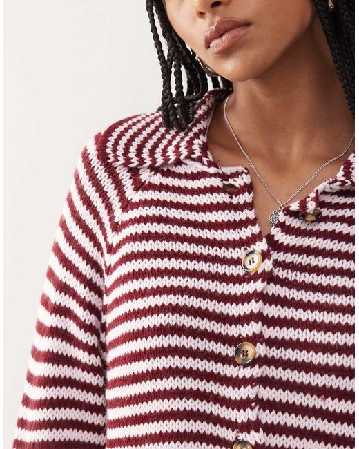 Collusion Pink Knitted Stripe Raglan Cardi