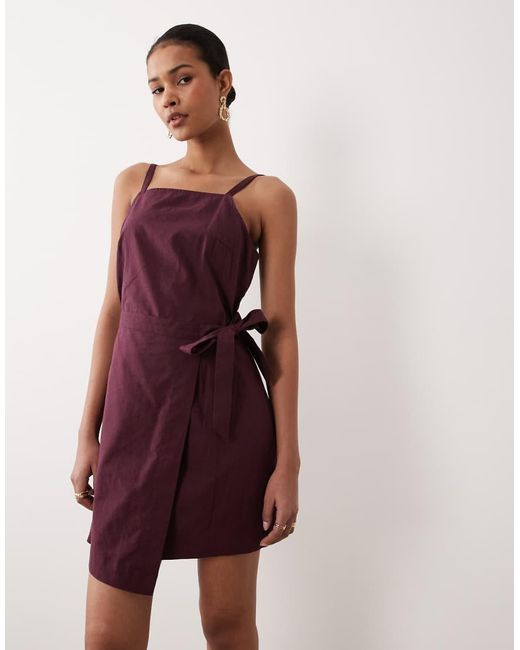 Nobody's Child Purple Kourtney Wrap Front Tie Detail Mini Dress Deep