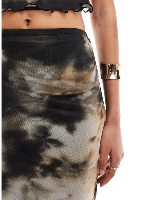New Look Metallic Co-ord Mesh Tie Dye Midi Skirt