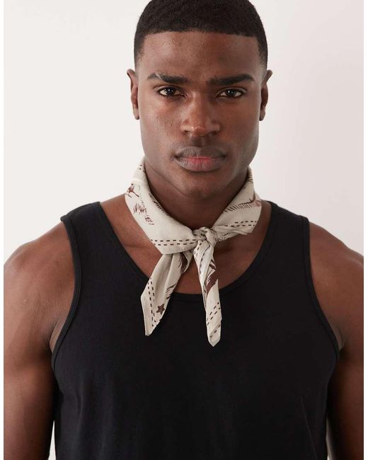 ASOS Black Printed Graphic Cotton Headscarf for men