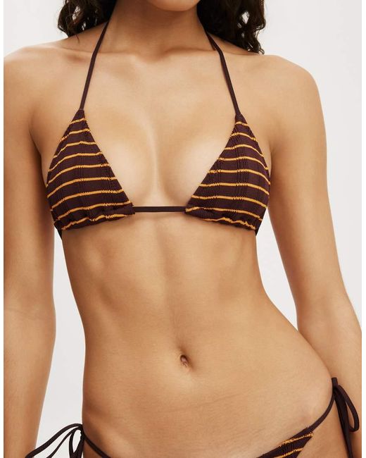 Cotton On Natural Sunspun Micro Knit Slider Triangle Bikini Top