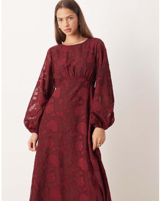 Lovedrobe Red Long Sleeve Keyhole Back Midaxi Dress