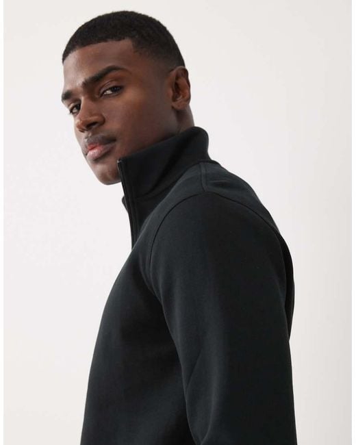 Polo Ralph Lauren Black Icon Logo Double Knit Jersey Quarter Zip Sweatshirt for men