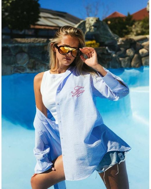 Tommy Hilfiger Blue Logo Seersucker Shirt
