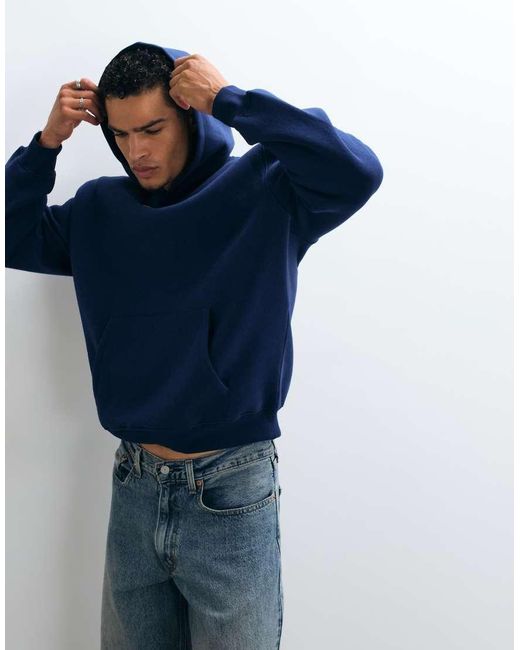 ASOS Blue Relaxed Hoodie With Glossy High Build Print for men