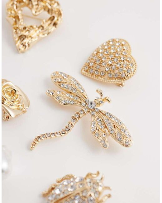 ASOS White Pack Of 7 Brooches With Eclectic Design