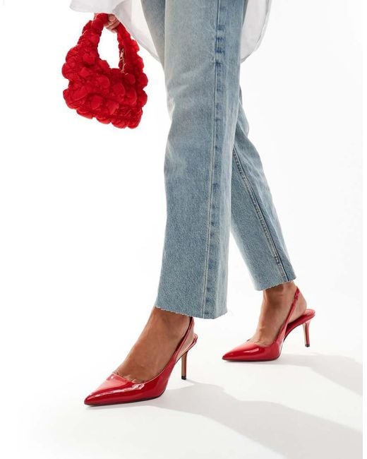 Mango Red Sling Back Heeled Shoes