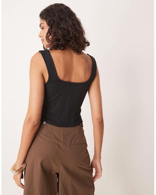 ASOS Black Corset Top With Eyelet Front