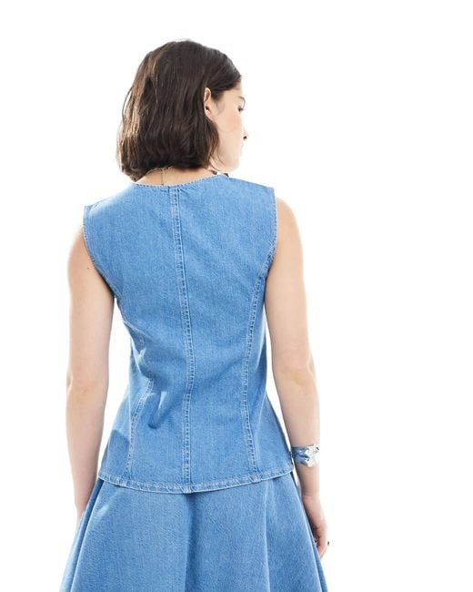 ASOS Blue Crew Neck Waistcoat Co-ord