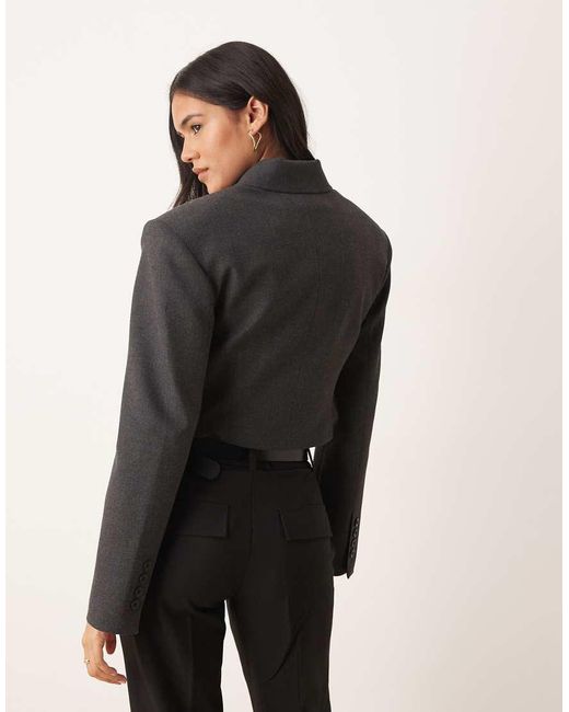ASOS Black Tailored Crop Cinch Zip Through Jacket