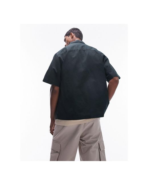 Topman Green Short Sleeve Relaxed Placement Print Shirt for men