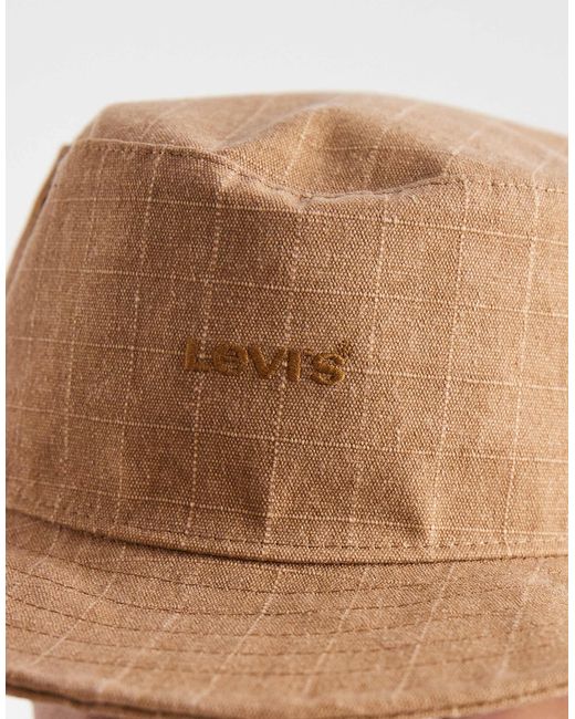 Levi's Brown Tonal Logo Drawstring Bucket Hat for men