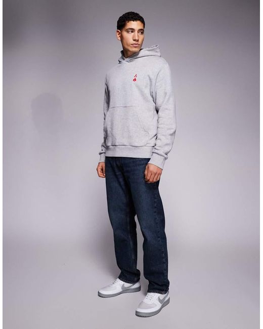 ADPT Gray Oversized Hoodie With Ace Of Hearts for men