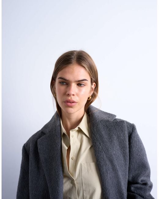 TOPSHOP Blue Brushed Three Button Blazer Coat