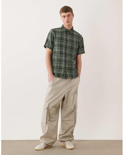 ASOS Green Regular Fit Textured Check Shirt for men