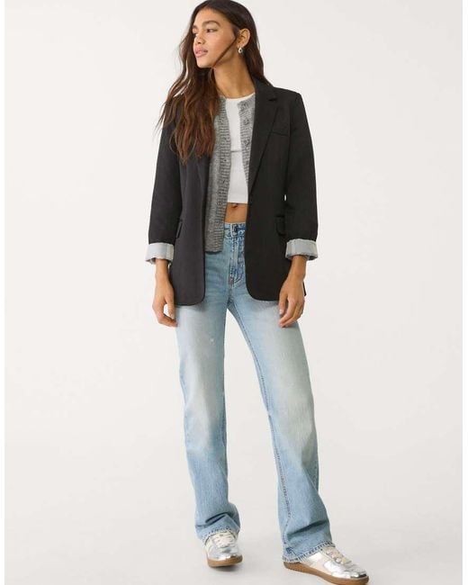 Blazer Slim di Stradivarius in Black