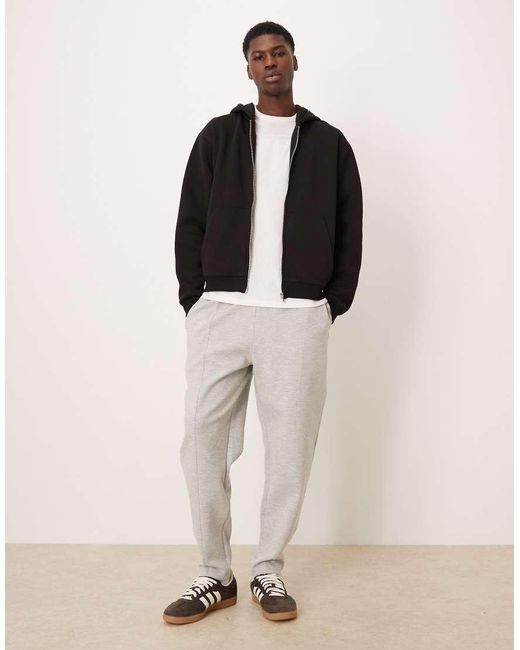 ASOS Black Essentials Boxy Relaxed Zip Through Hoodie for men