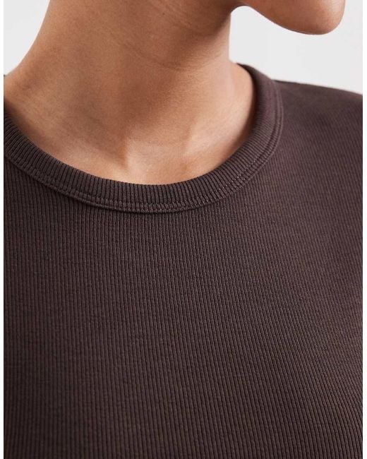 JJXX Brown Florie Ribbed Cropped Baby T-shirt Two Pack